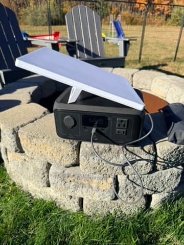 A portable power station supporting Starlink connectivity outdoors